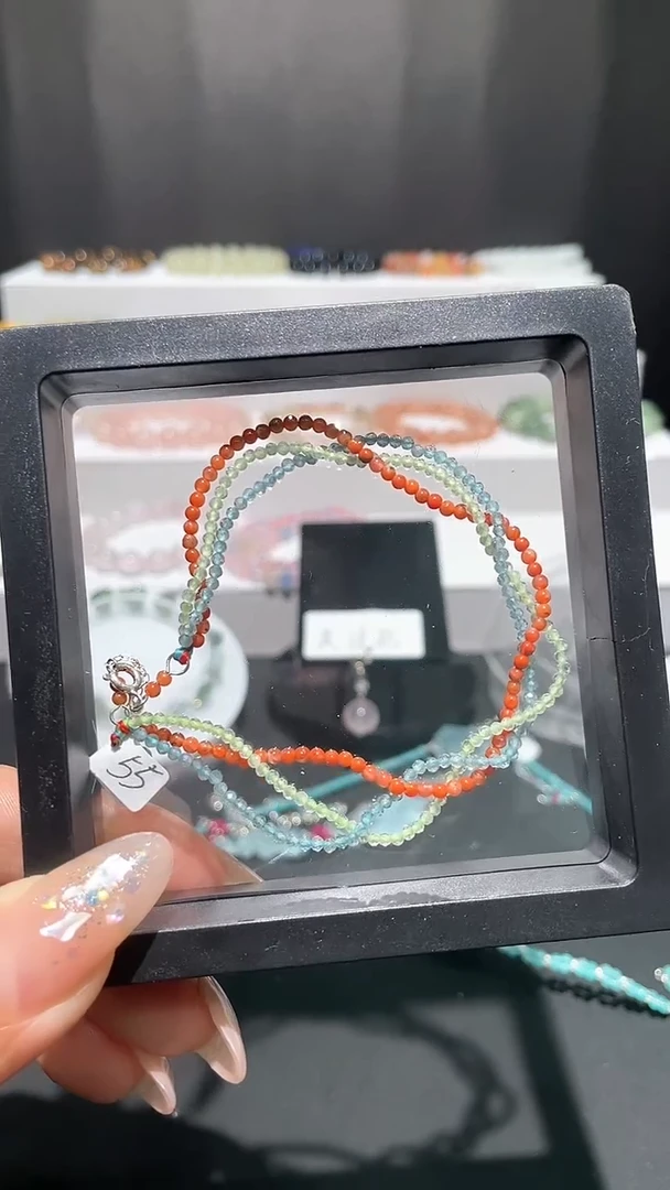 烟晶手链银S925镶嵌粒啊丽