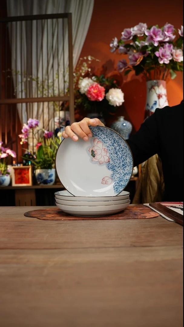 当代用****8高温釉下彩手绘陶瓷餐具