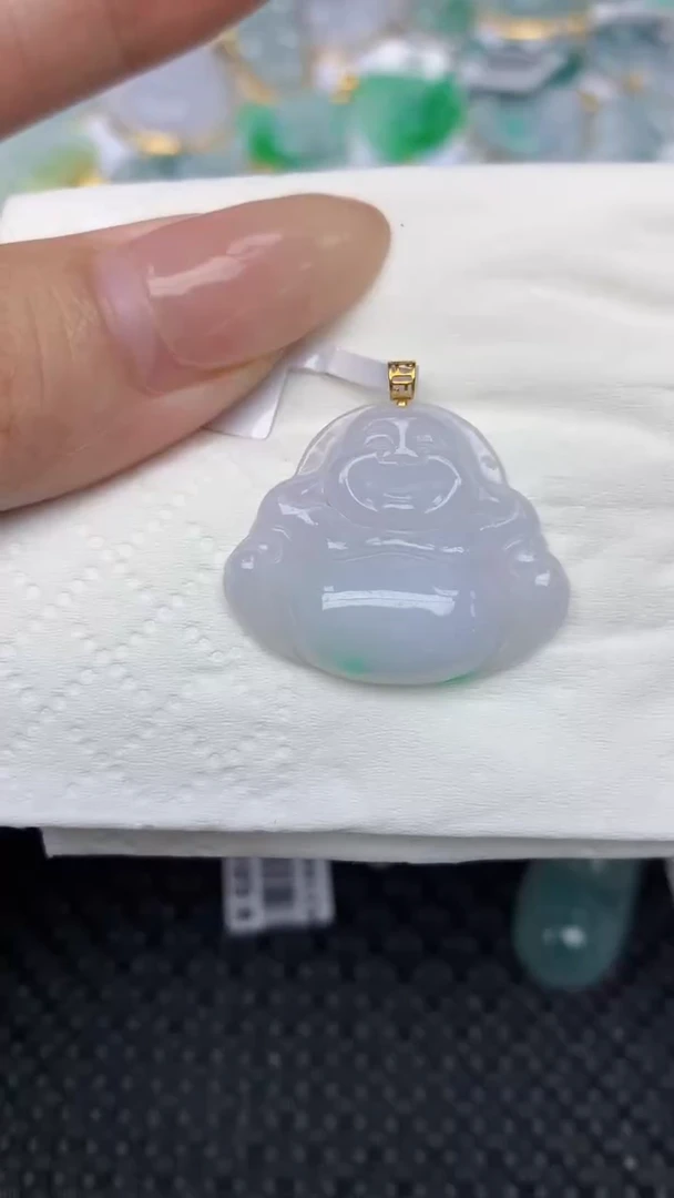 翡翠18K金镶嵌颈饰天然翡翠a货