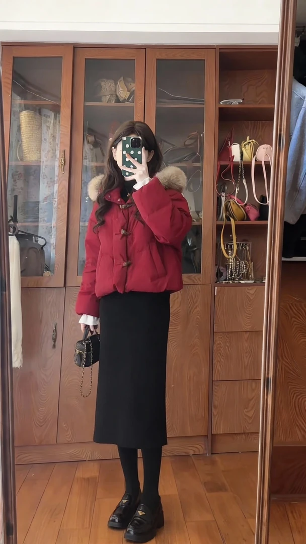 入冬穿搭一整套女2024新款韩版小香风高级感棉服外套半身裙两件套