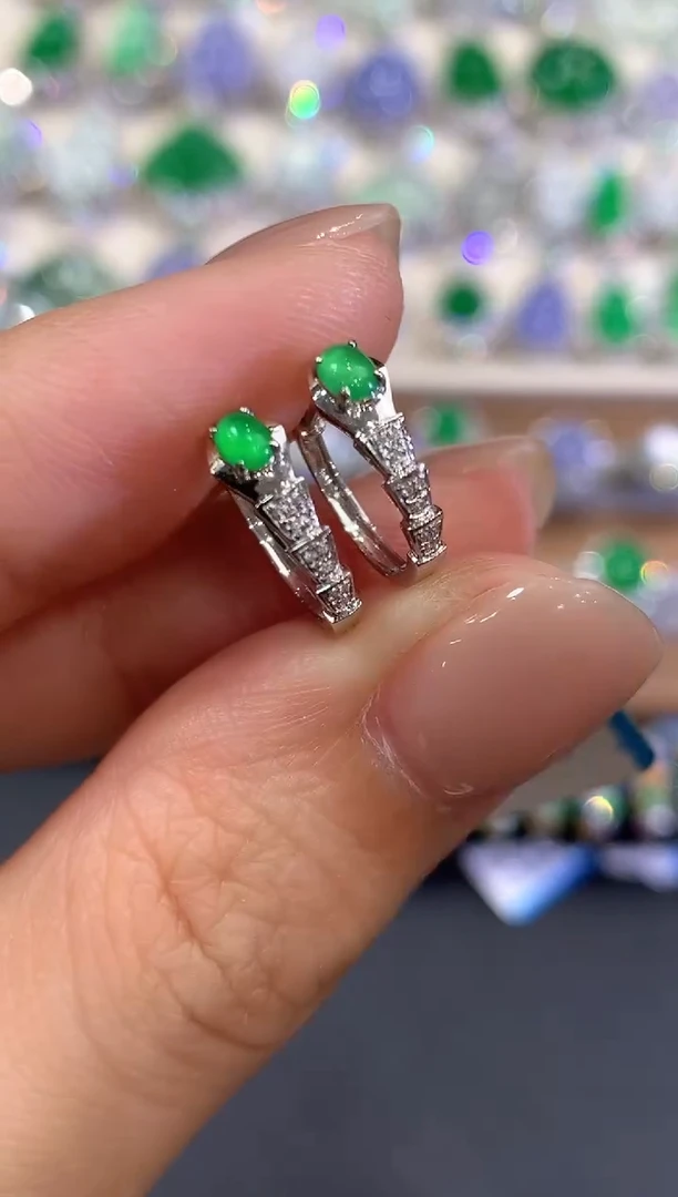 18K金镶嵌翡翠耳饰a34多样性一件发货