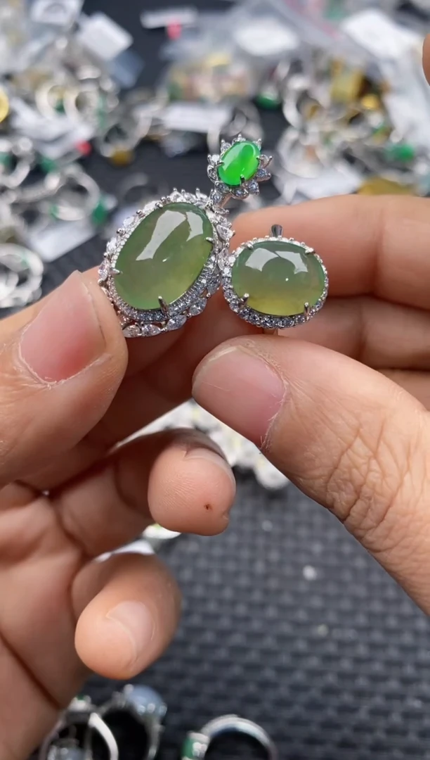 银S925镶嵌戒指翡翠333     6