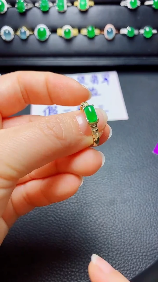 银S925镶嵌戒指翡翠天然翡翠A货s925银镶