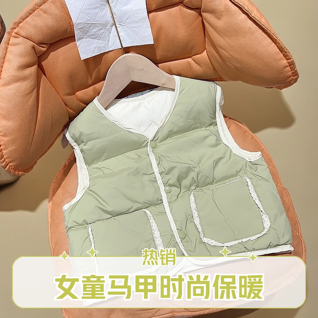 儿童羽绒马甲女童时尚休闲秋冬保暖宝宝背心小童童装冬季冬款