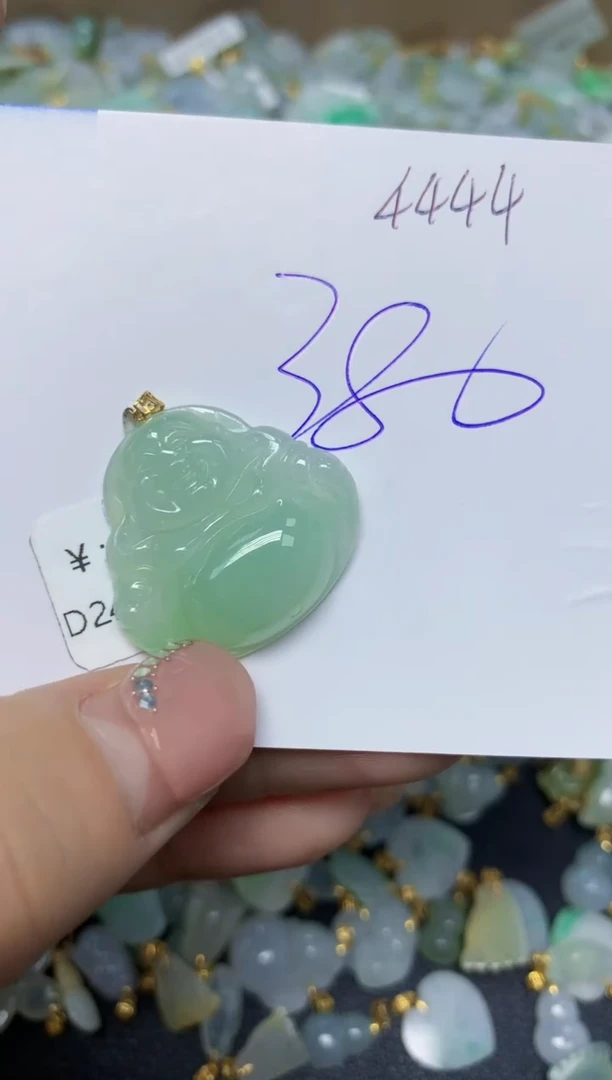 【闪购商品】翡翠挂件18K金镶嵌 天然翡翠A货