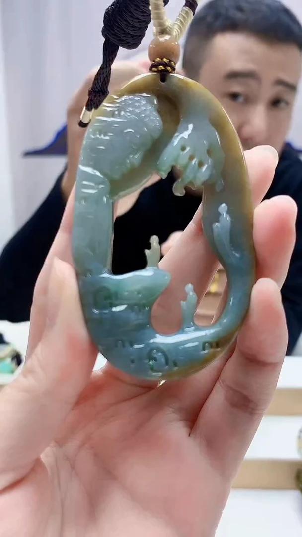 未镶嵌定制翡翠4898zm-毛货挂件佛观天下94