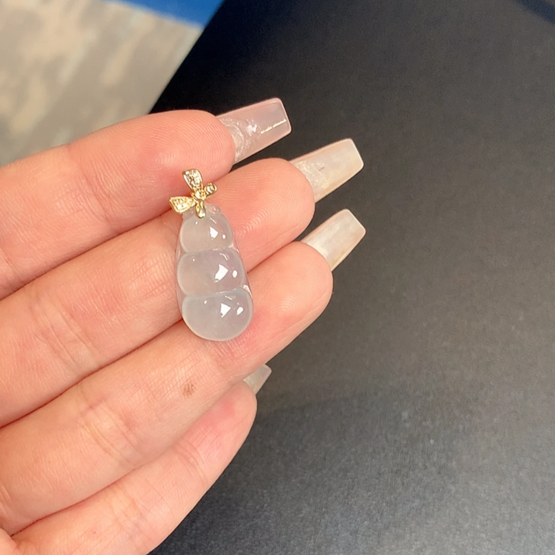 翡翠18K金豆子吊坠-14-9781多样性发其一