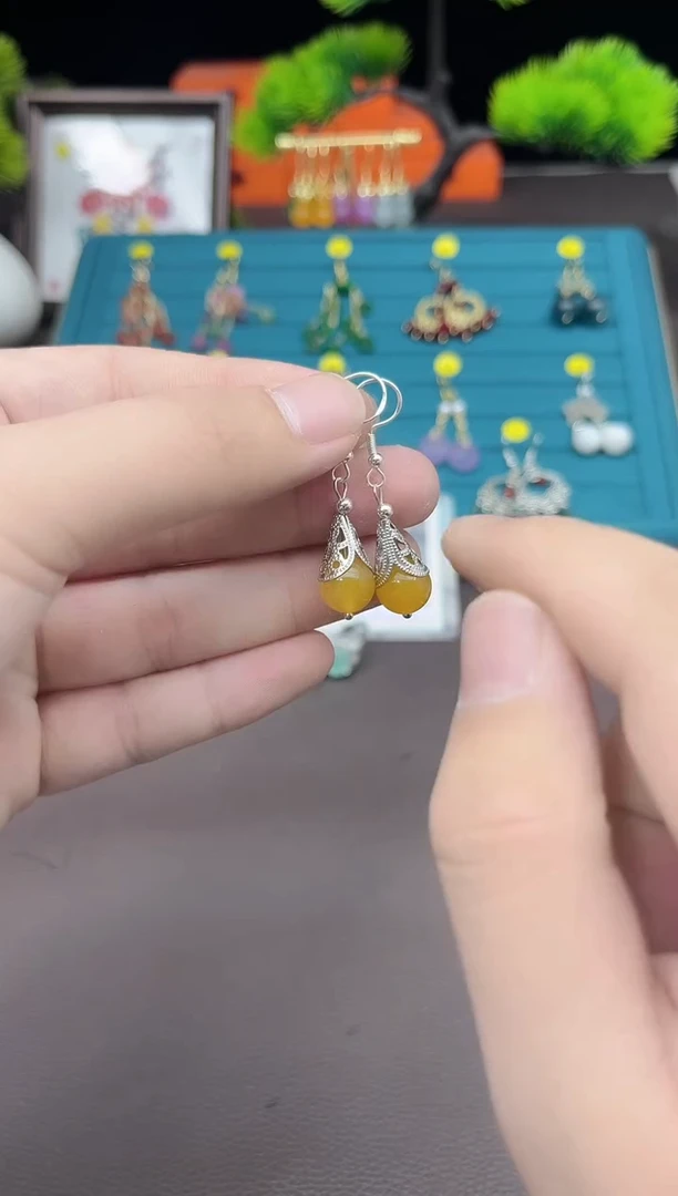 【闪购商品】玛瑙/玉髓耳钉银S925镶嵌723000