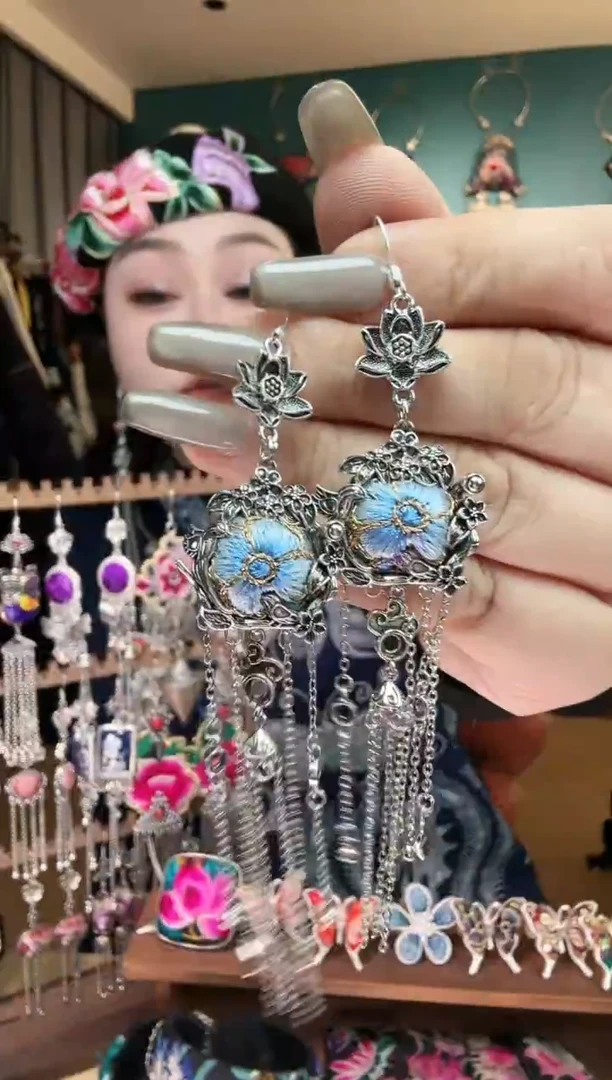 刺绣纯手工民族风刺绣耳环