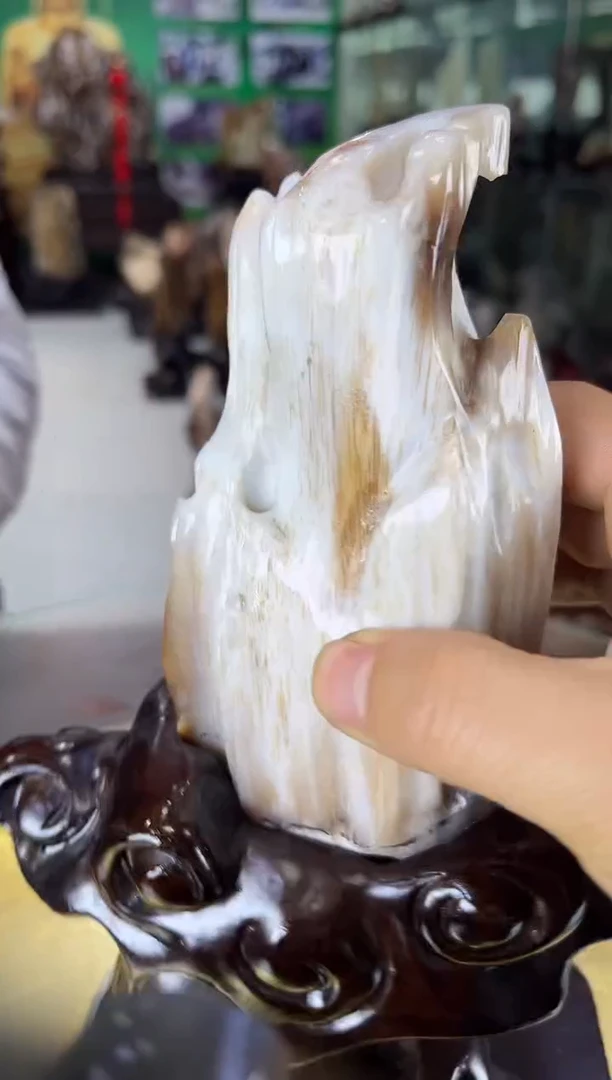 缅甸天然树化玉摆件