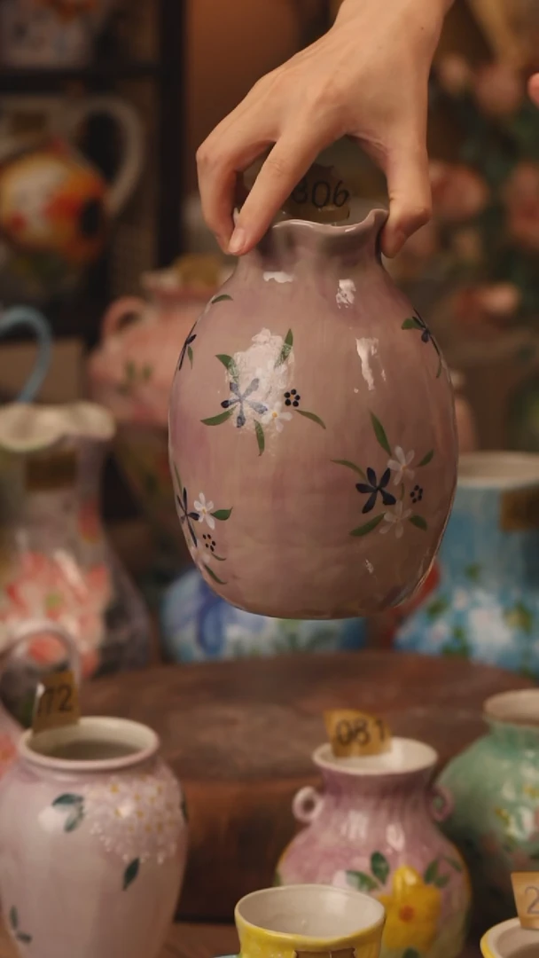 陶瓷306景德镇设计师手作花器摆件侘寂风