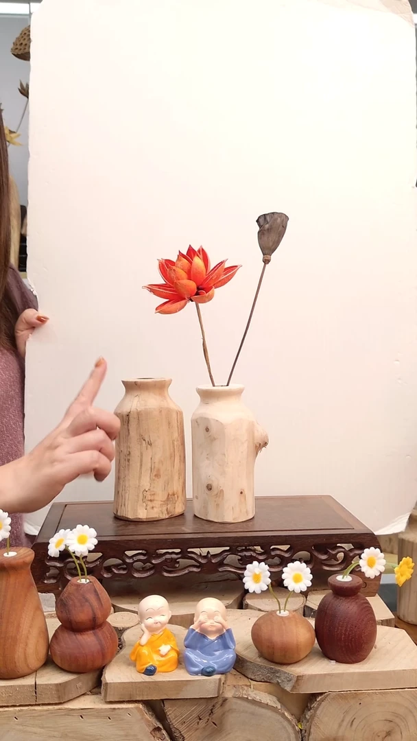 木实木花瓶一物一拍自然开裂，随机发一个