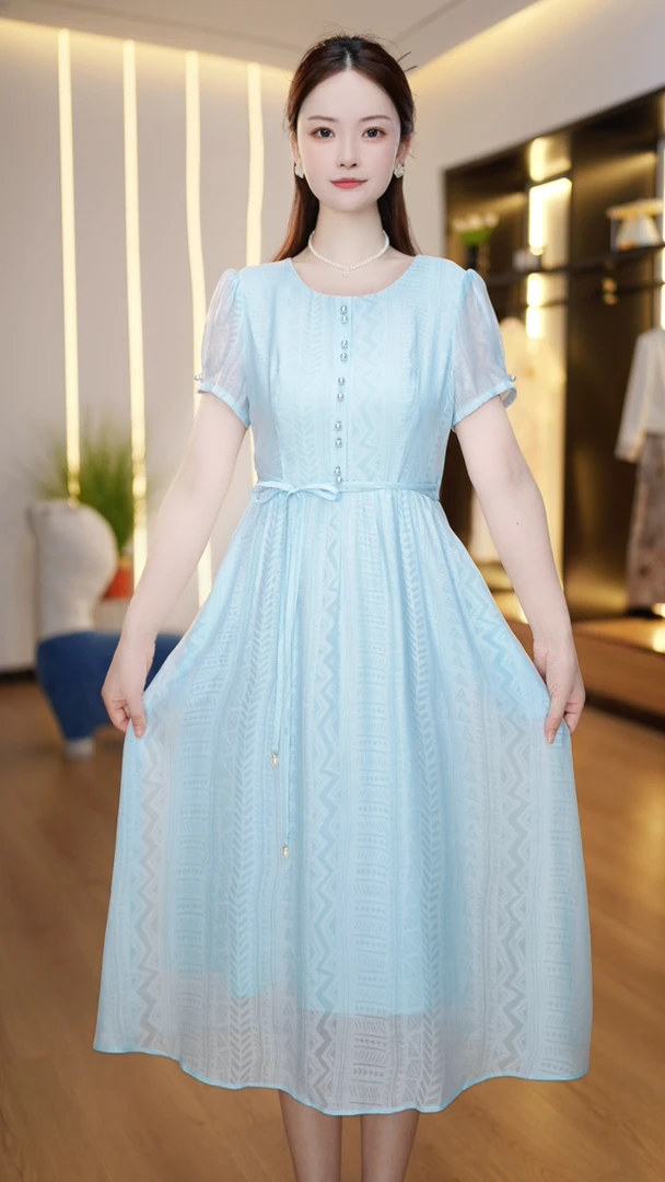 高级感洋气短袖连衣裙女2025夏装新款妈妈装显瘦时尚气质长裙子