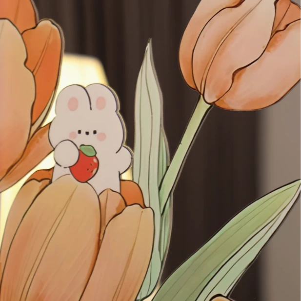 郁金香兔子镜面小众风格餐厅客厅卧室装饰挂画