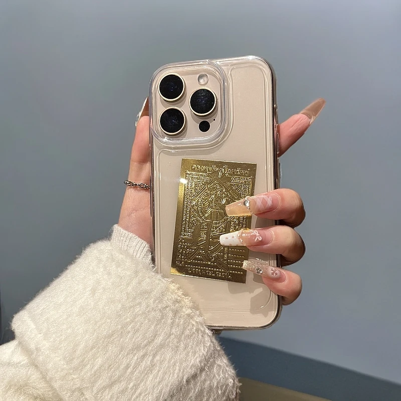 发财招财苹果配件16p手机壳透明壳情侣中国风贴纸苹果16pro手机壳