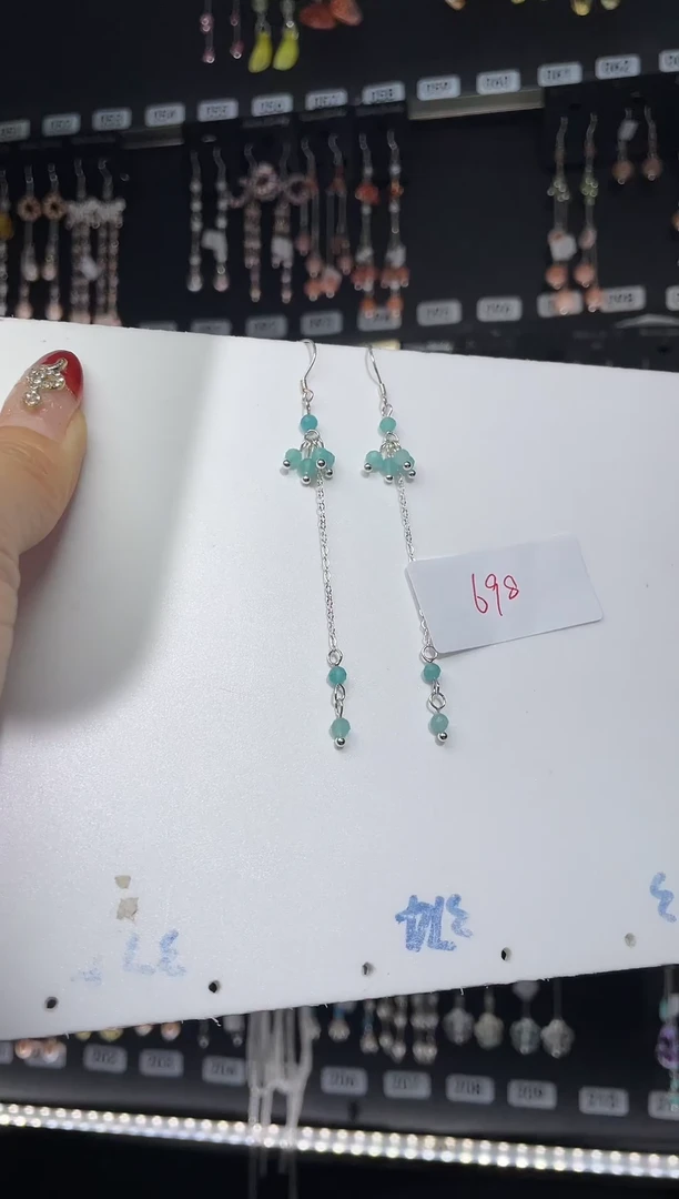 【闪购商品】紫晶耳饰银S925镶嵌银钩银链698