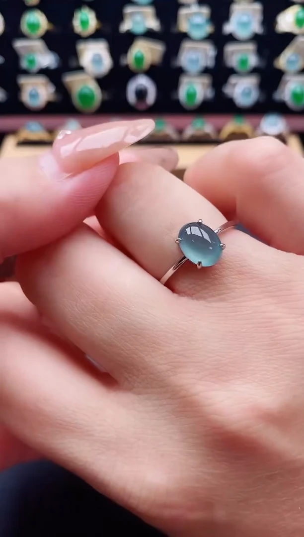 银S925镶嵌戒指翡翠1