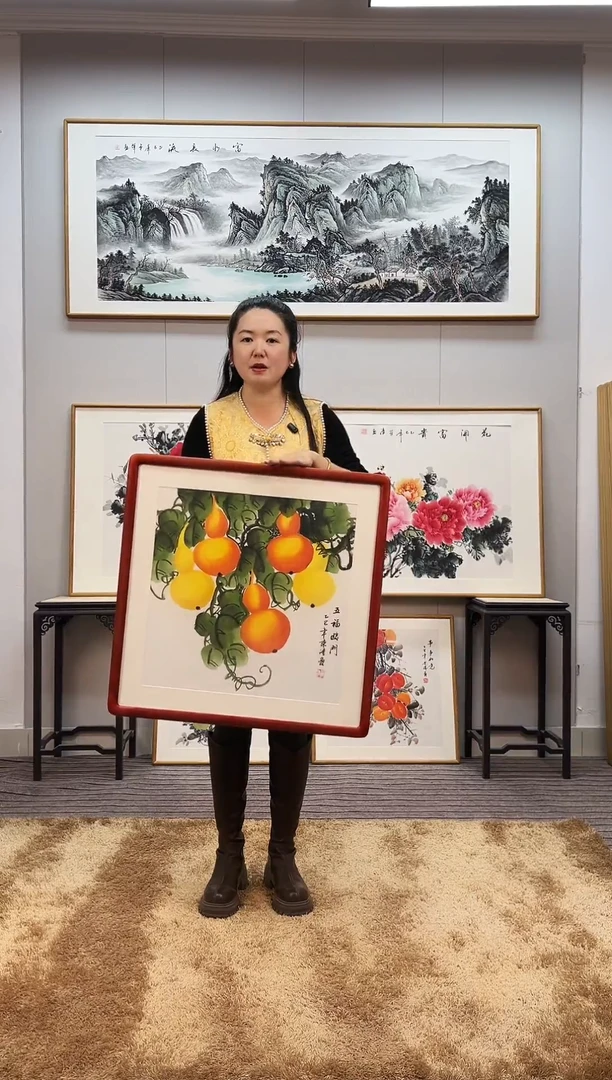 国画手绘葫芦63*63尺寸