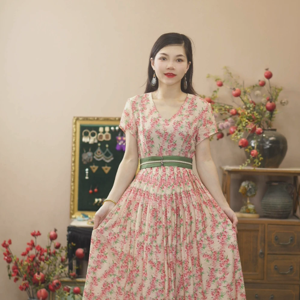 红裳夏季百搭气质碎花连衣裙923051