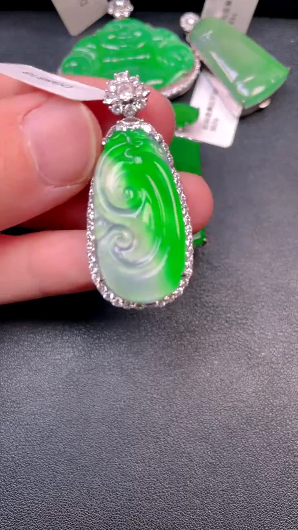 吊坠(不含链)银S925镶嵌翡翠1