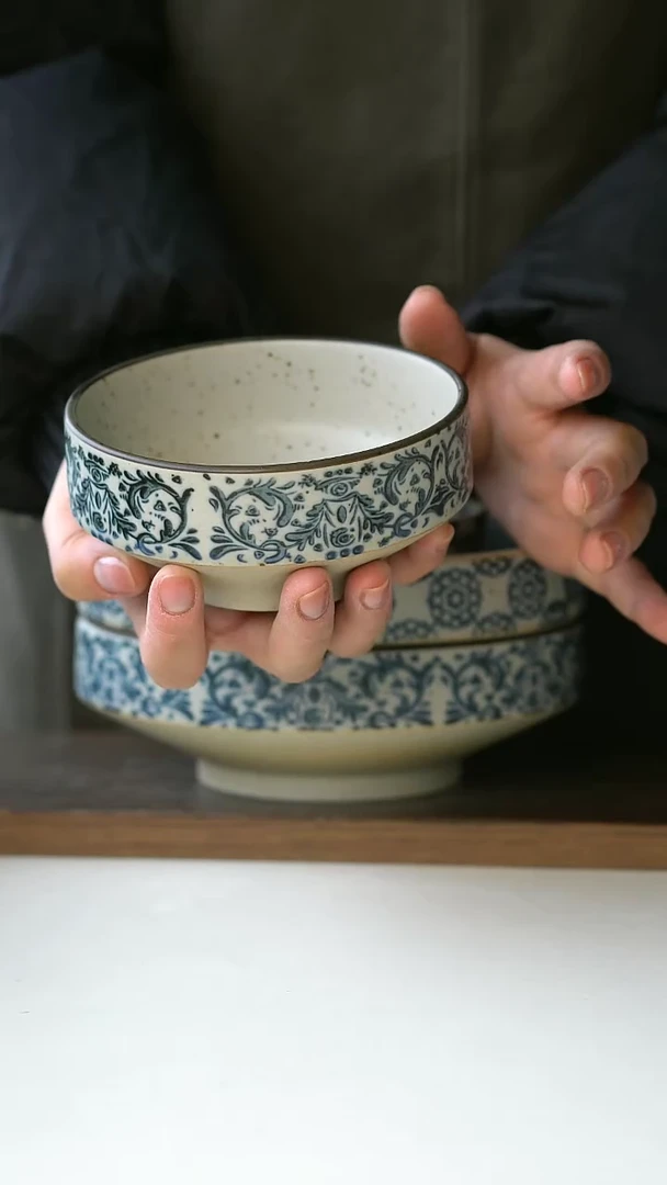 【闪购商品】陶瓷手绘鸢尾甜品碗12cm@4-2@