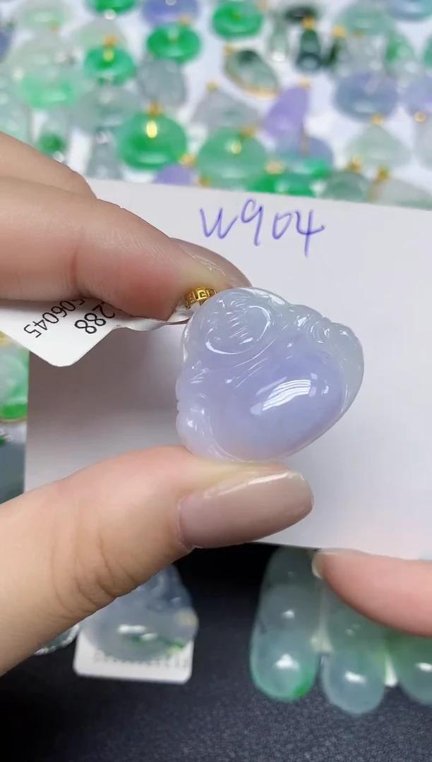 颈饰18K金镶嵌翡翠天然缅甸翡翠A货翡翠百元以上9元证书费自理