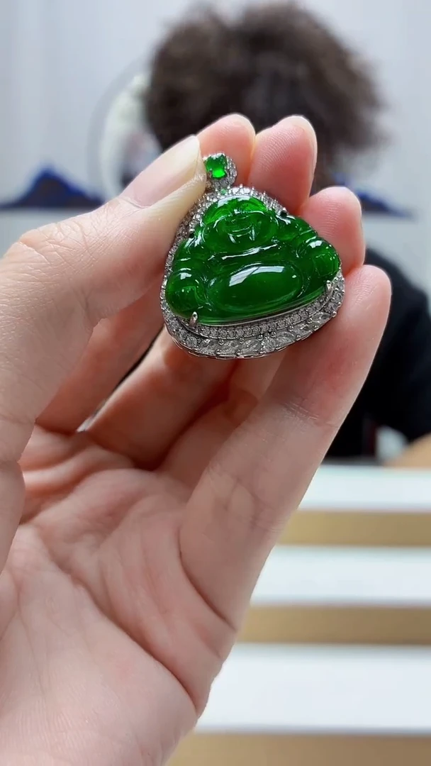 未镶嵌定制翡翠4688zm-毛货挂件佛公26