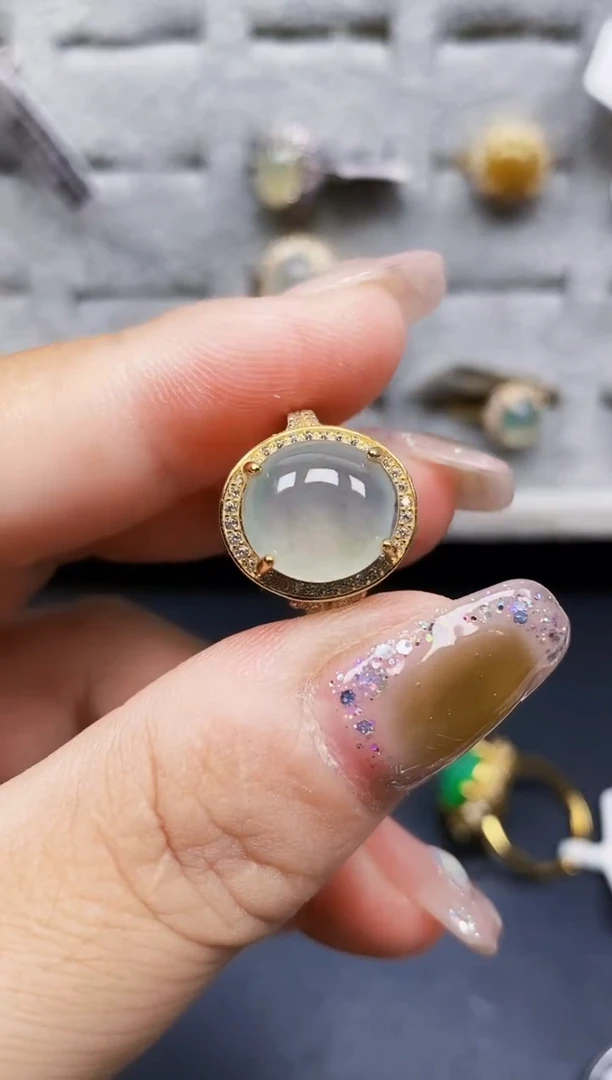 银S925镶嵌戒指翡翠9661