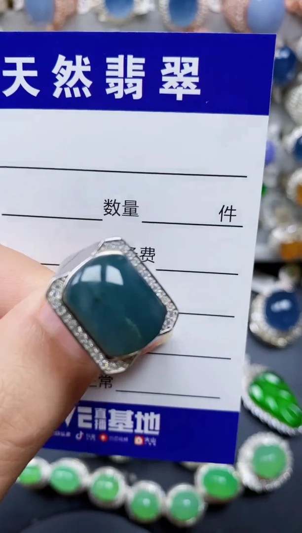 翡翠戒指银S925镶嵌387