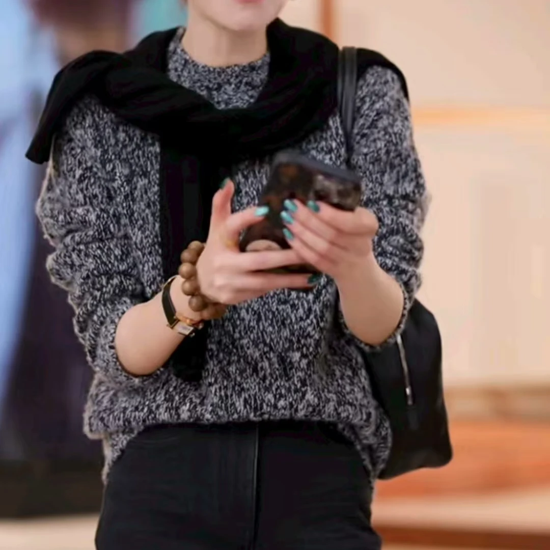 【叶可可】PAMIR秋冬新款女士精纺羊绒长袖针织衫 HLR323