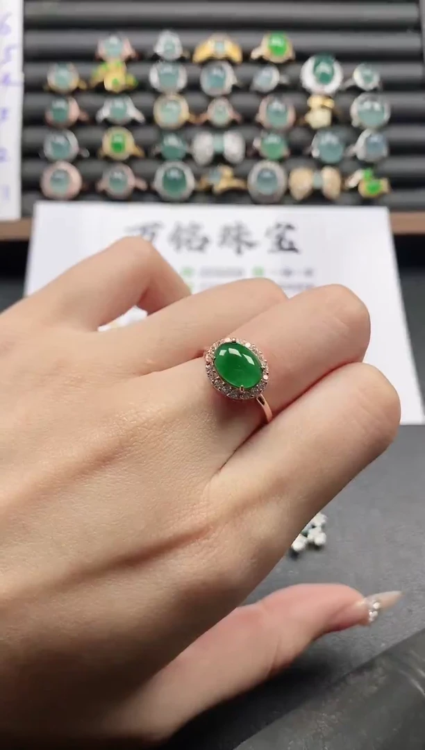 银S925镶嵌戒指翡翠51511