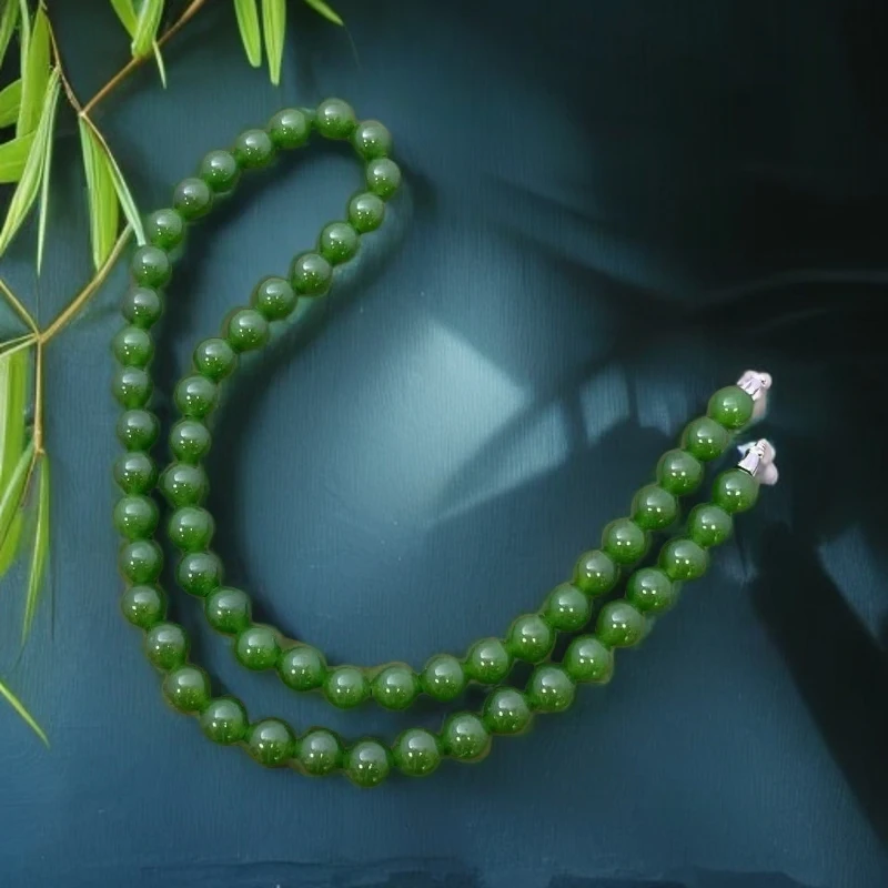 【恩鉴珠宝】天然玉石 082 菜绿 8mm