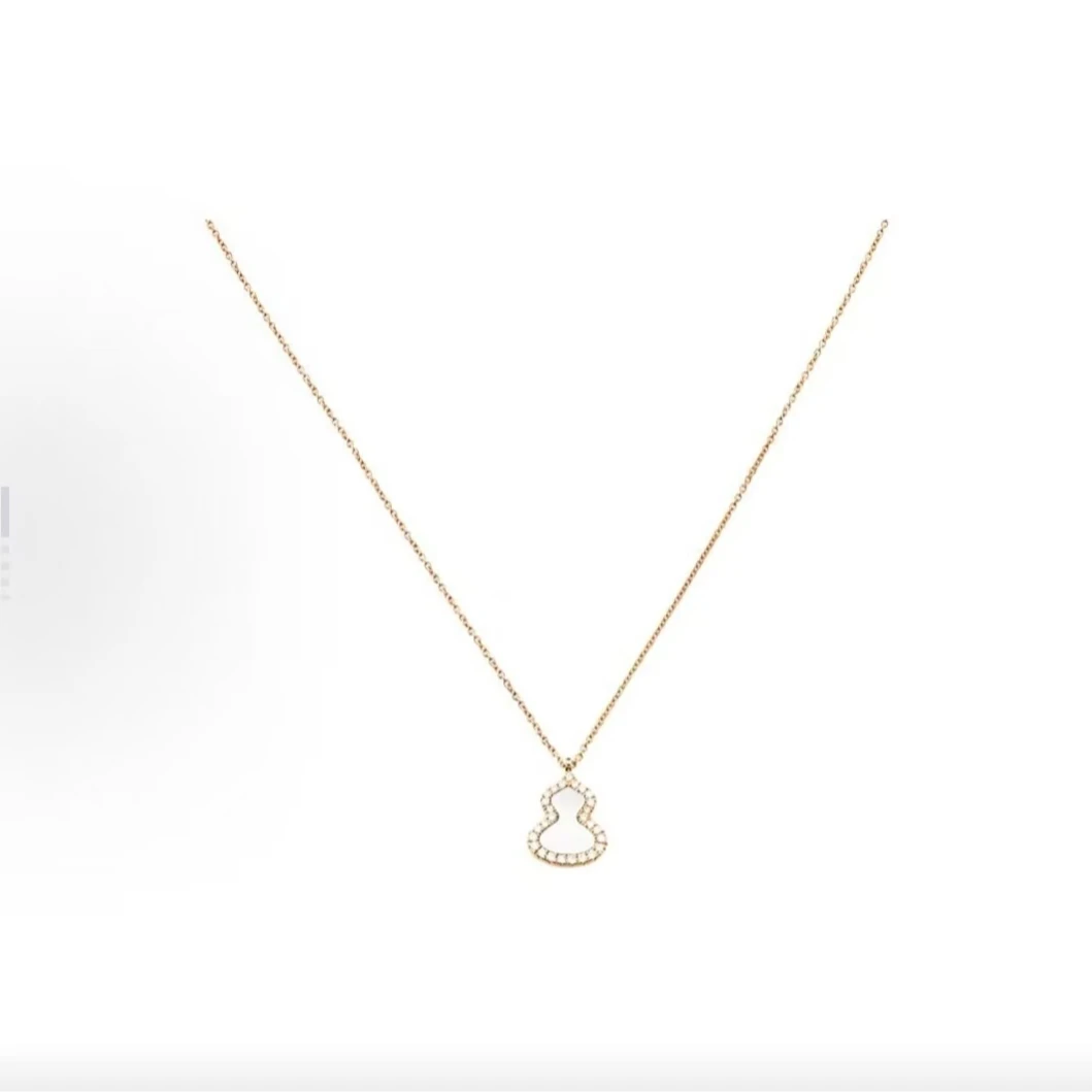 未使用 Qeelin 【房贸专场】18K玫瑰金镶钻白贝母葫芦项链