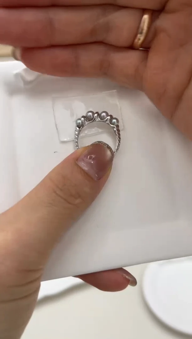 银S925镶嵌戒指海水珍珠戒指