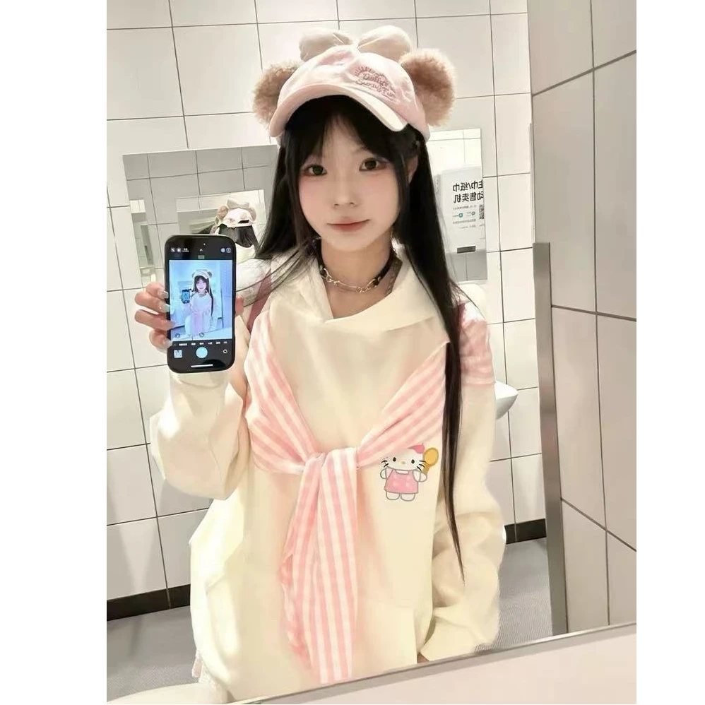 美式甜美蝴蝶结绑带连帽卫衣女2025早秋季新款设计感小众薄款外套