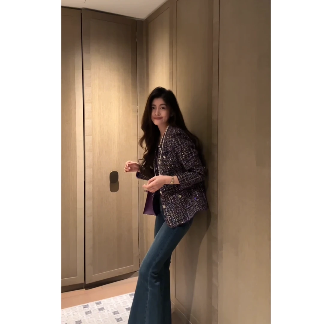 【N·COU】24秋新款【超A女主】轻奢重工小香紫色外套DY77813