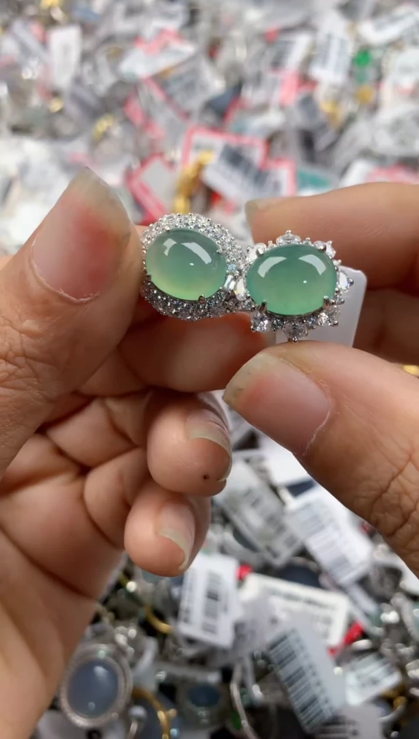 银S925镶嵌戒指翡翠555      5