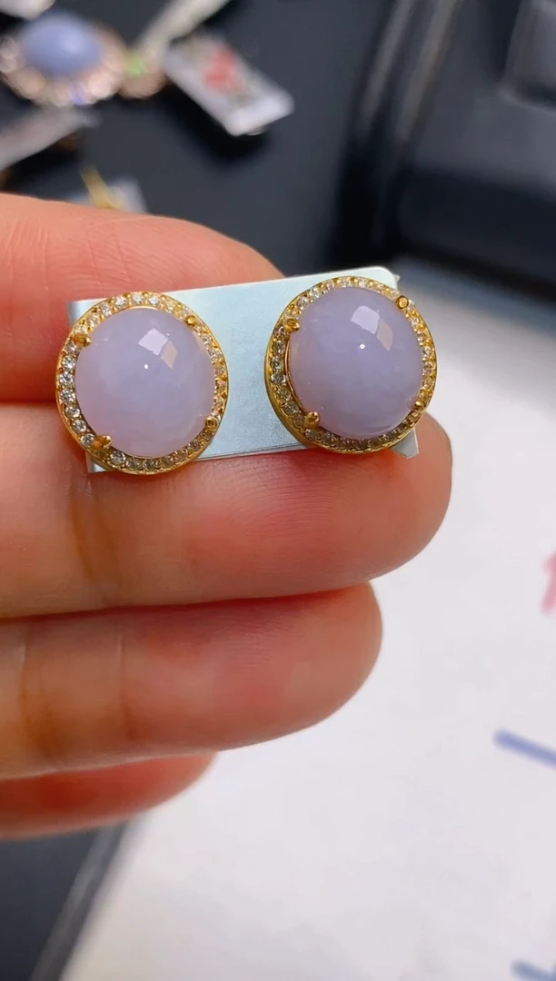 【闪购商品】翡翠耳饰银S925镶嵌天然A货翡翠1