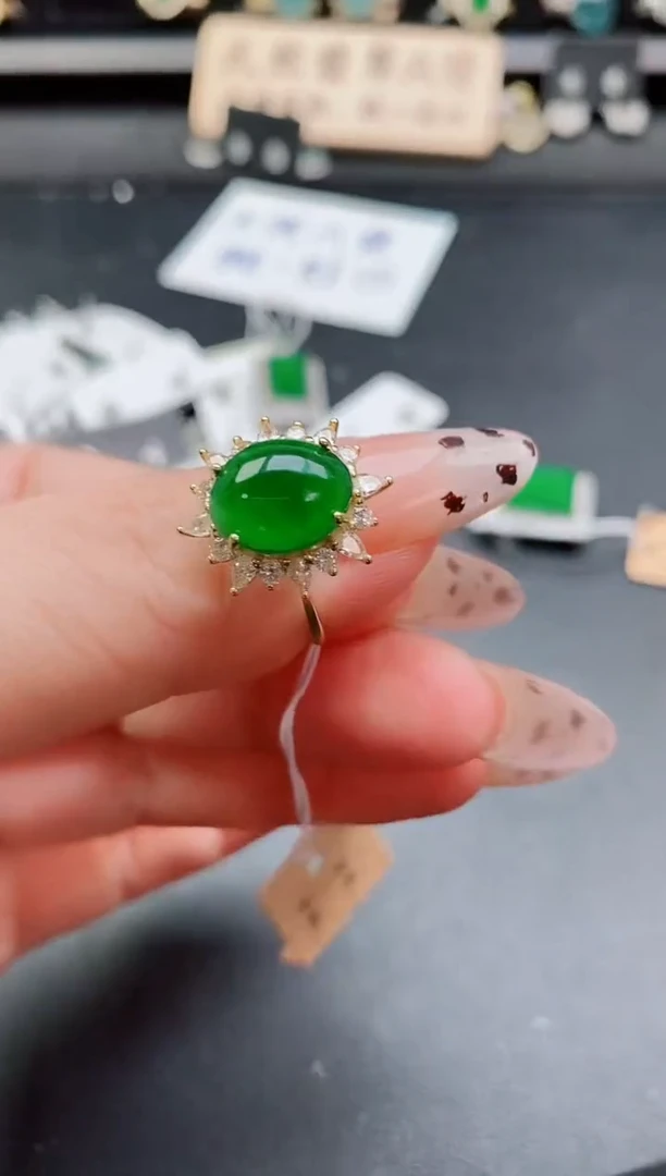 银S925镶嵌戒指翡翠1