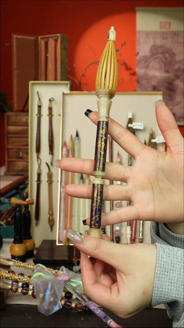 555号闪孤品高货毛笔链接 清水试笔 蘸墨不退