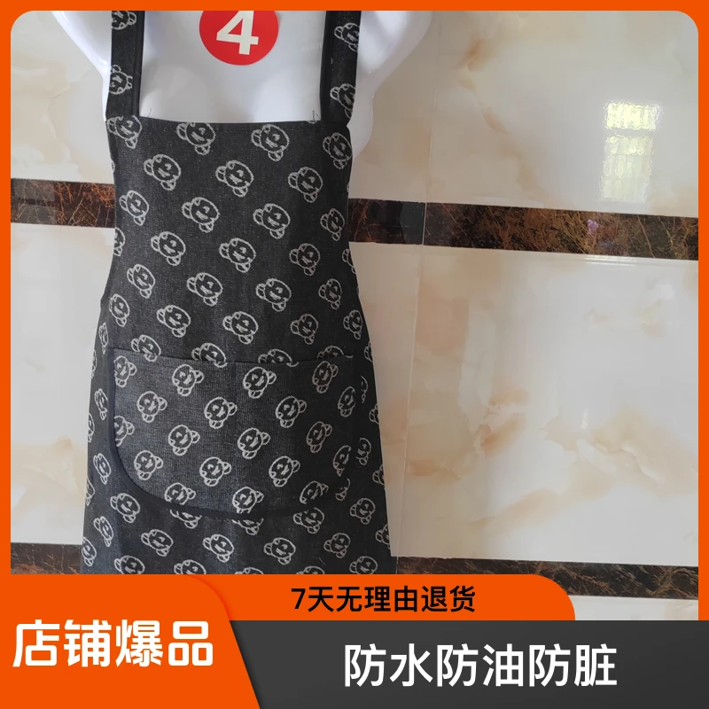 加厚双层牛仔布背带式围裙结实耐用耐磨生活防水防油防脏