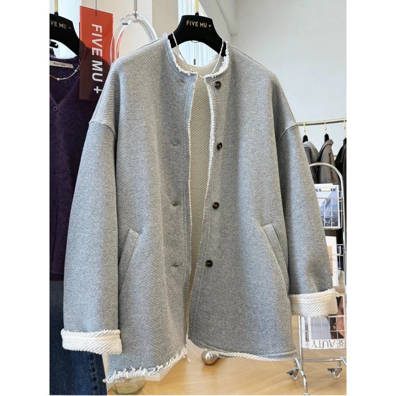 2025秋冬季2-300斤超大码ins毛边洋气卫衣男女复古休闲慵懒风外套