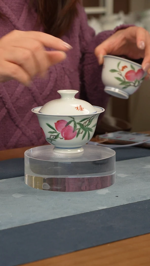 盖碗瓷徐传贵【寿桃】