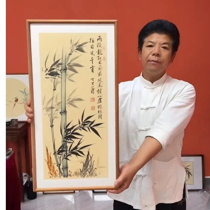 张富民作品/指日定干霄（乌檀木实木框）/古宣/36*70cm左右