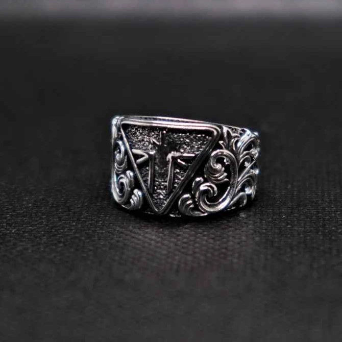 925银戒指 欧美唐草纹宽面开口纯银s925戒指指环复古个性