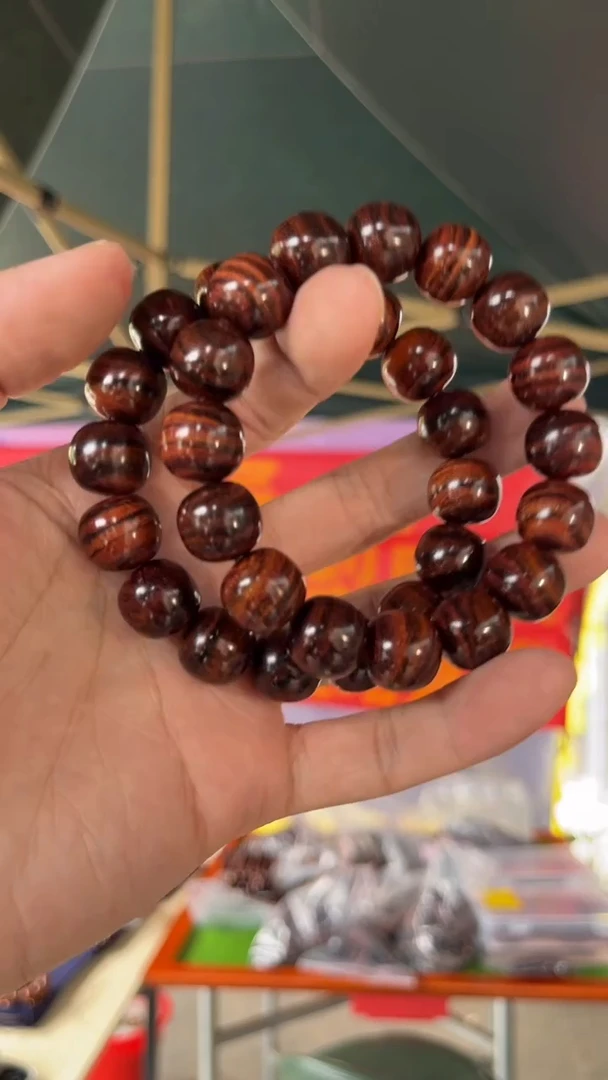 黄花梨/降香黄檀海南黄花梨满纹虎皮纹1314手串（188）