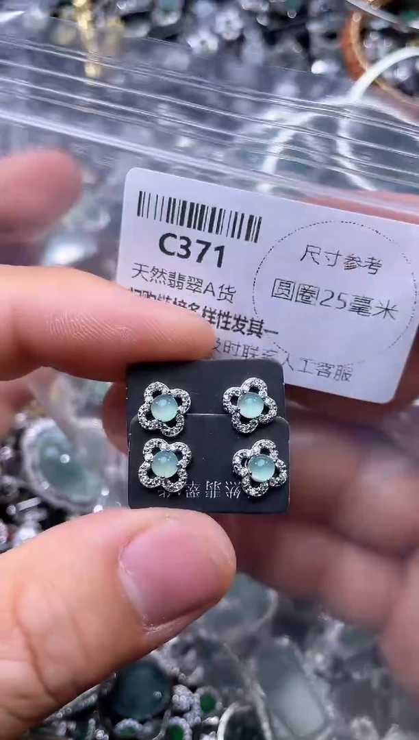 【闪购商品】翡翠颈饰未镶嵌C371耳钉 多样性发其一