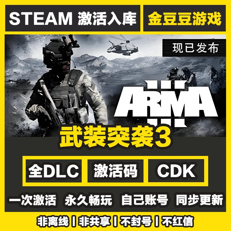 武装突击3 steam正版 正版cdk 激活码 全DLC 激活入库 电脑游戏