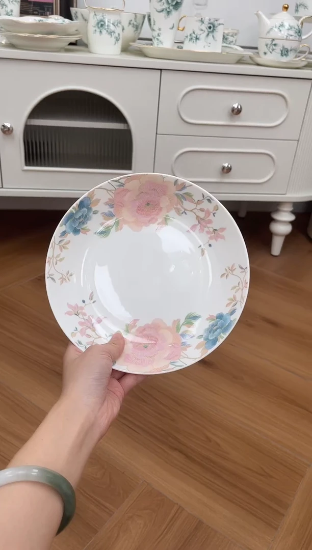 杯牡丹高骨骨瓷微瑕饭盘微瑕不退换