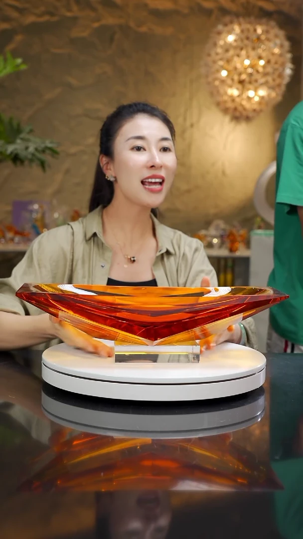 琉璃手工艺品琥珀色船型果碗